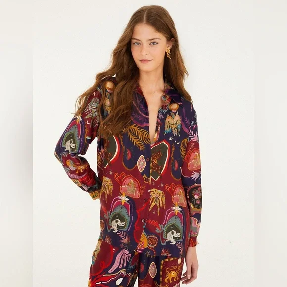 FARM Rio Vibrant Patterned Button Down Shirt - Picture 1 of 4